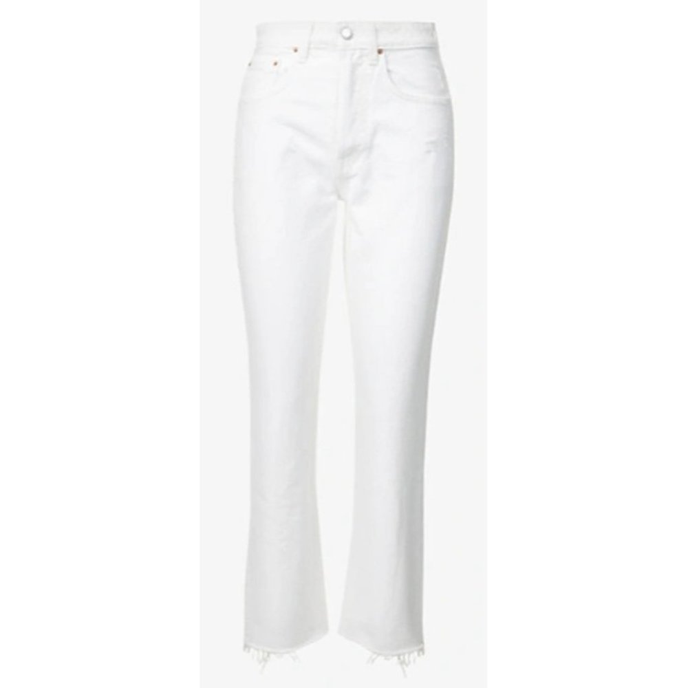 New GRLFRND The Karolina Women's 29‎ x 26 White Fray Hem Skinny High Waist Jeans